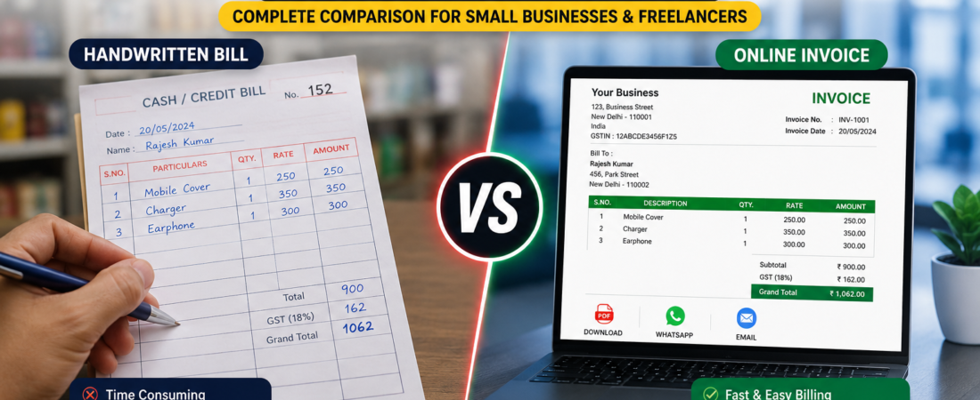Handwritten Bill vs Online Invoice – Kaunsa Better Hai? (2026 Complete SEO Guide)