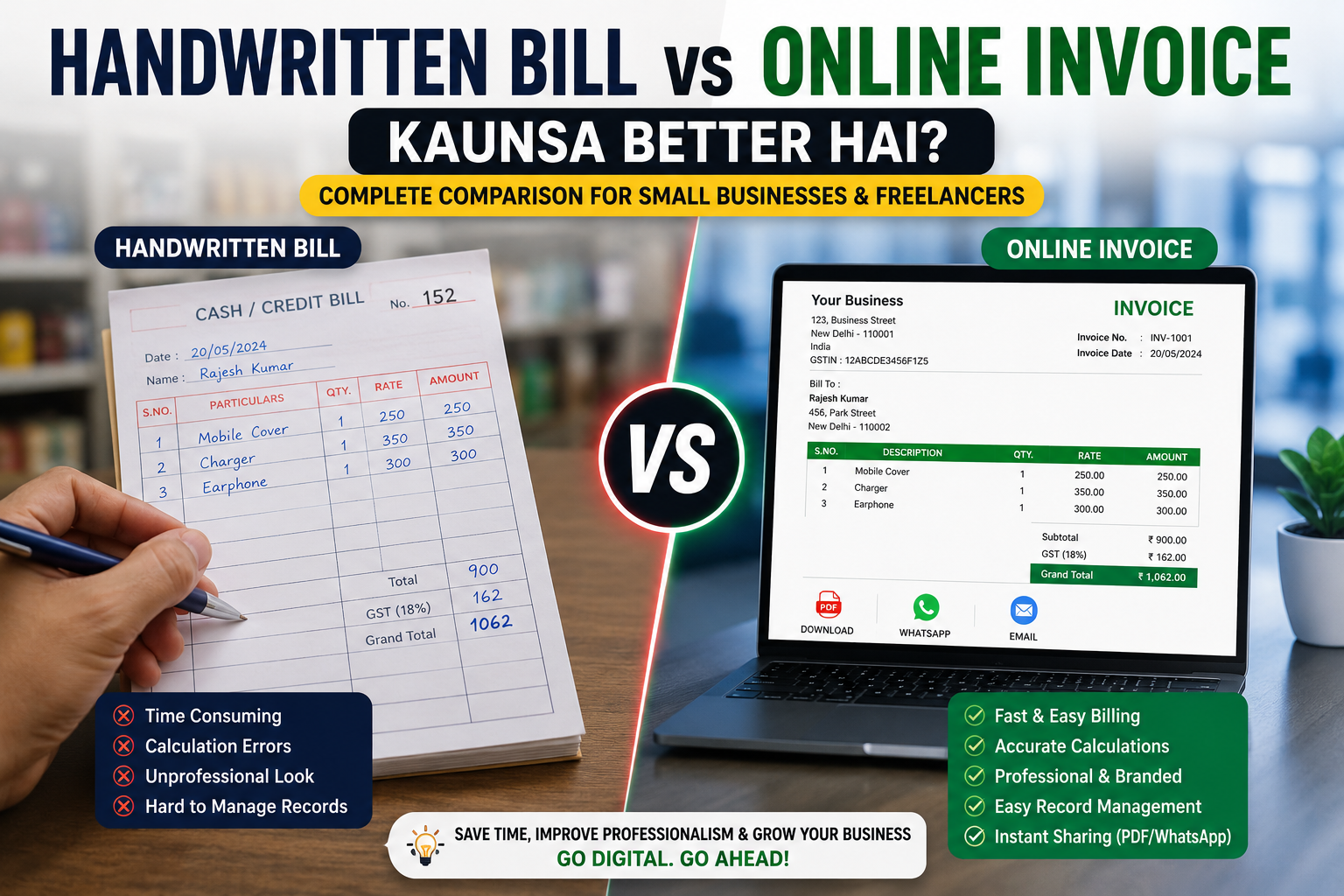Handwritten Bill vs Online Invoice – Kaunsa Better Hai? (2026 Complete SEO Guide)